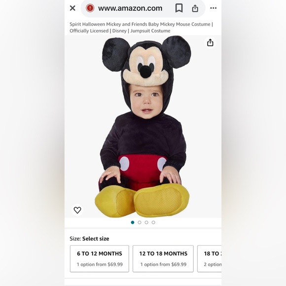 Mickey Mouse costume size 6-12 months. Brand new! - Picture 5 of 7